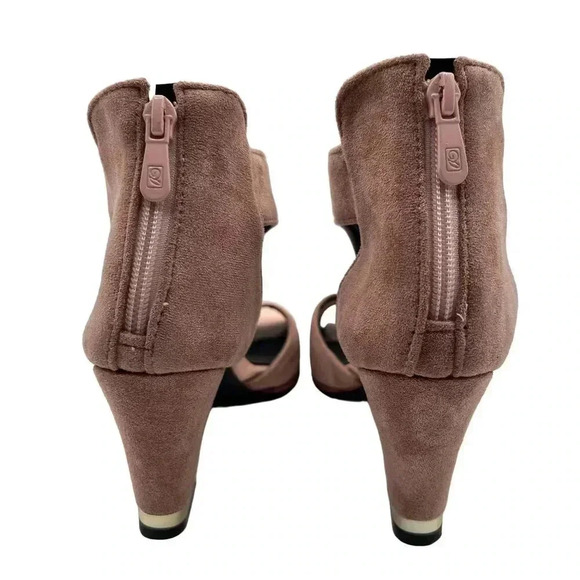 BUTITI NEW Women 8 Pink Cutout Peep-Toe Suede Pump Zip Closure Elegant Chic - Picture 4 of 14